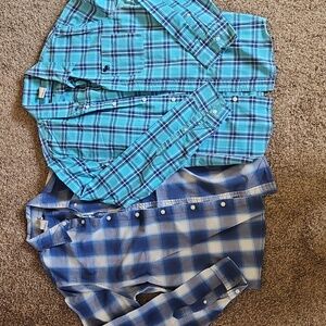Set of 2 Abercrombie and Fitch Mens Button Up Plaid Long Sleeve
